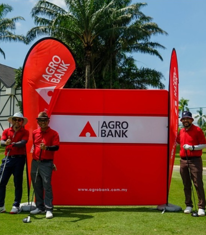 AGROBANK Golf Tournament 2022 — participants at Hole in One prop installation on the course
